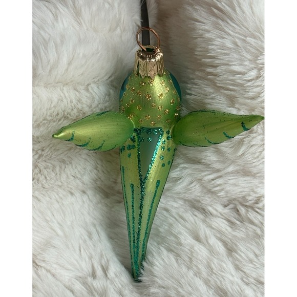 BEAUTIFUL Anthropologie Hand Blown Glass Hummingbird Ornament • Poland • Glitter - Picture 8 of 11